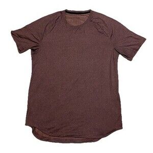 Lululemon License to Train Men L maroon Training Tee Metal Vent Tech DrySense